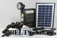 Удобный аккумулятор-фонарь GDLite GD-8033 (солнечная система с 3 лампами, солнечной батарей и переходниками 8033)
